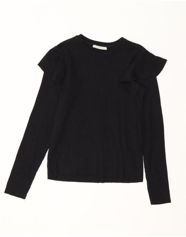 Zara Womens Blouse Top UK 12 Medium Black