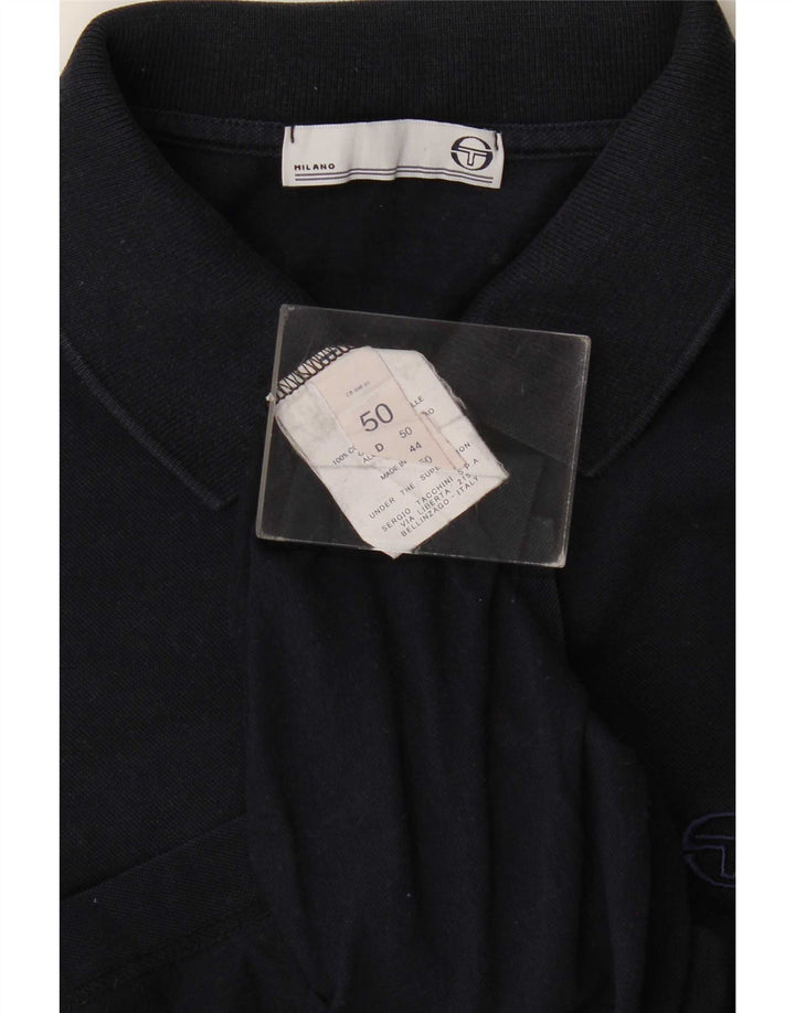 Sergio Tacchini Mens Polo Shirt IT 50 Medium Navy Blue Cotton
