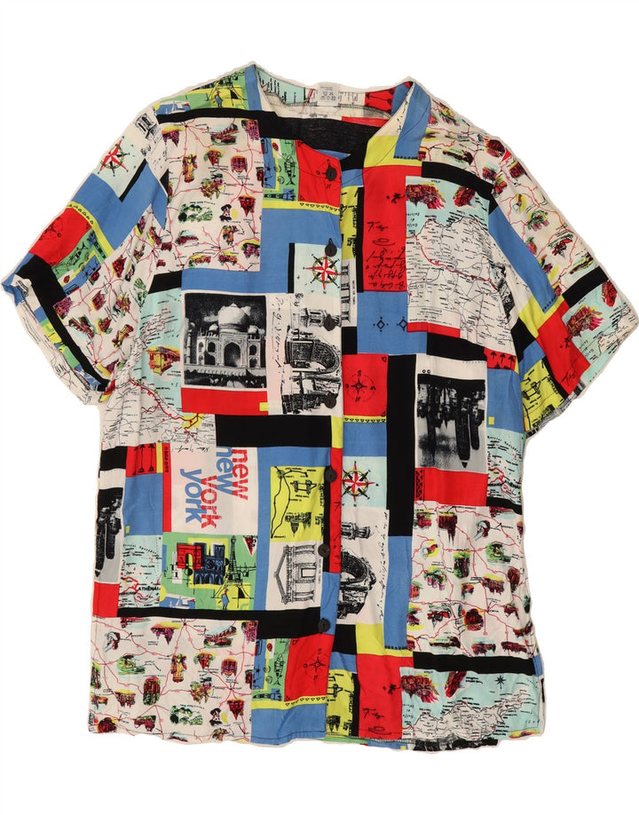 VINTAGE Womens Short Sleeve Shirt Blouse EU 44 XL Multicoloured Patchwork Vintage Vintage and Second-Hand Vintage from Messina Hembry 