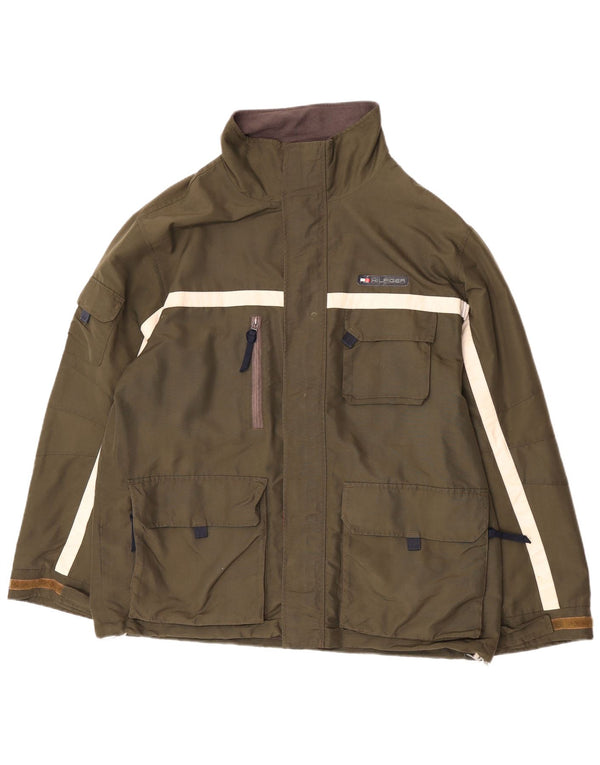 Tommy Hilfiger Mens Utility Jacket UK 40 Large Khaki Colourblock Polyester