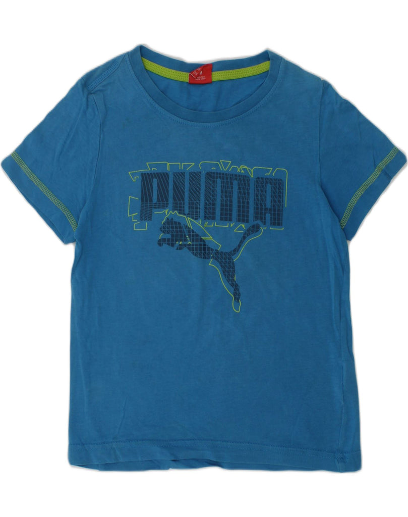 PUMA Boys Graphic T-Shirt Top 5-6 Years Blue Cotton | Vintage Puma | Thrift | Second-Hand Puma | Used Clothing | Messina Hembry 