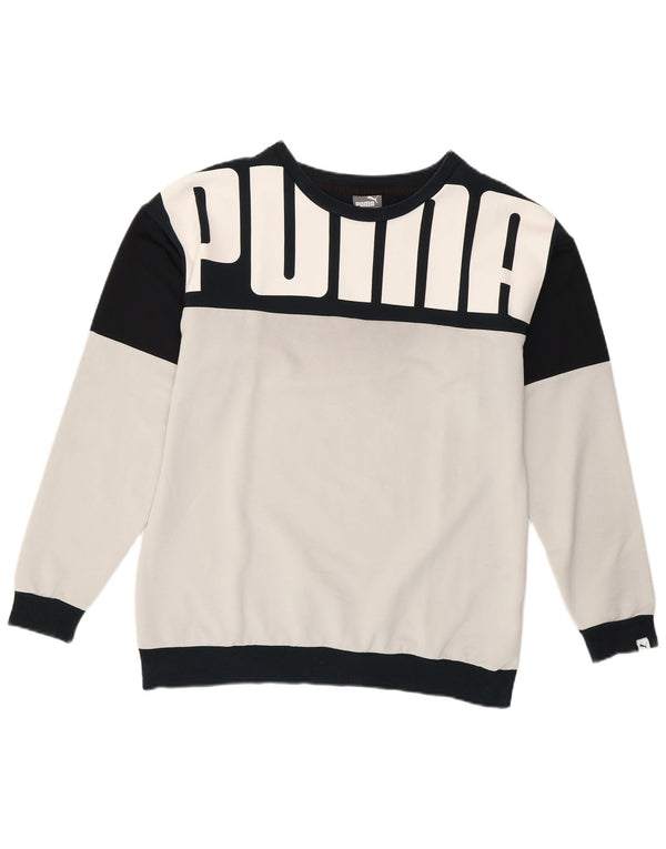 Puma Womens Graphic Sweatshirt Jumper UK 12 Medium White Colourblock
