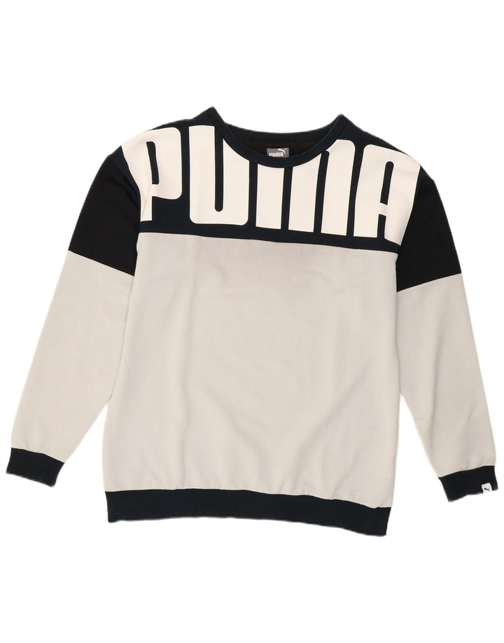 Puma Womens Graphic Sweatshirt Jumper UK 12 Medium White Colourblock