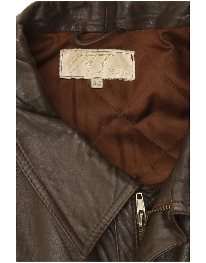 Vintage Mens Leather Jacket IT 52 XL Brown Leather