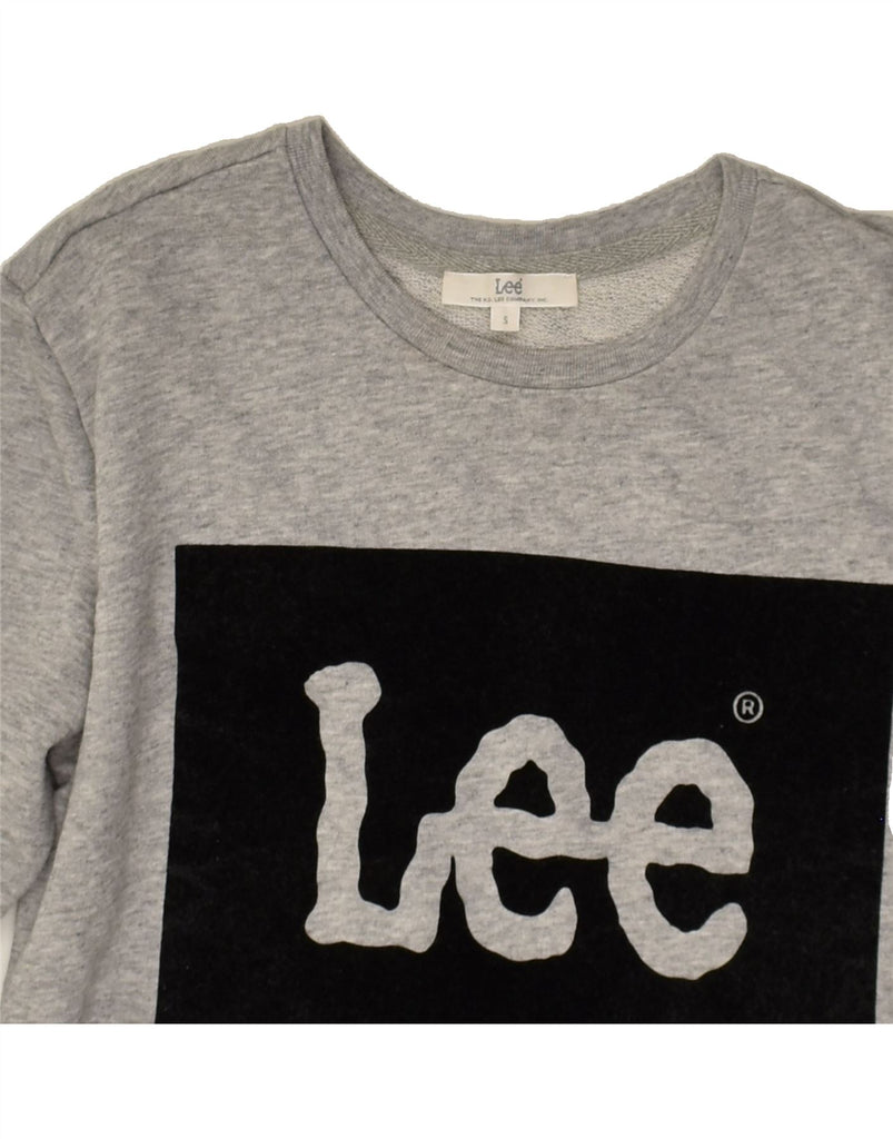 LEE Womens Loose Fit Graphic Sweatshirt Jumper UK 10 Small Grey Cotton | Vintage Lee | Thrift | Second-Hand Lee | Used Clothing | Messina Hembry 