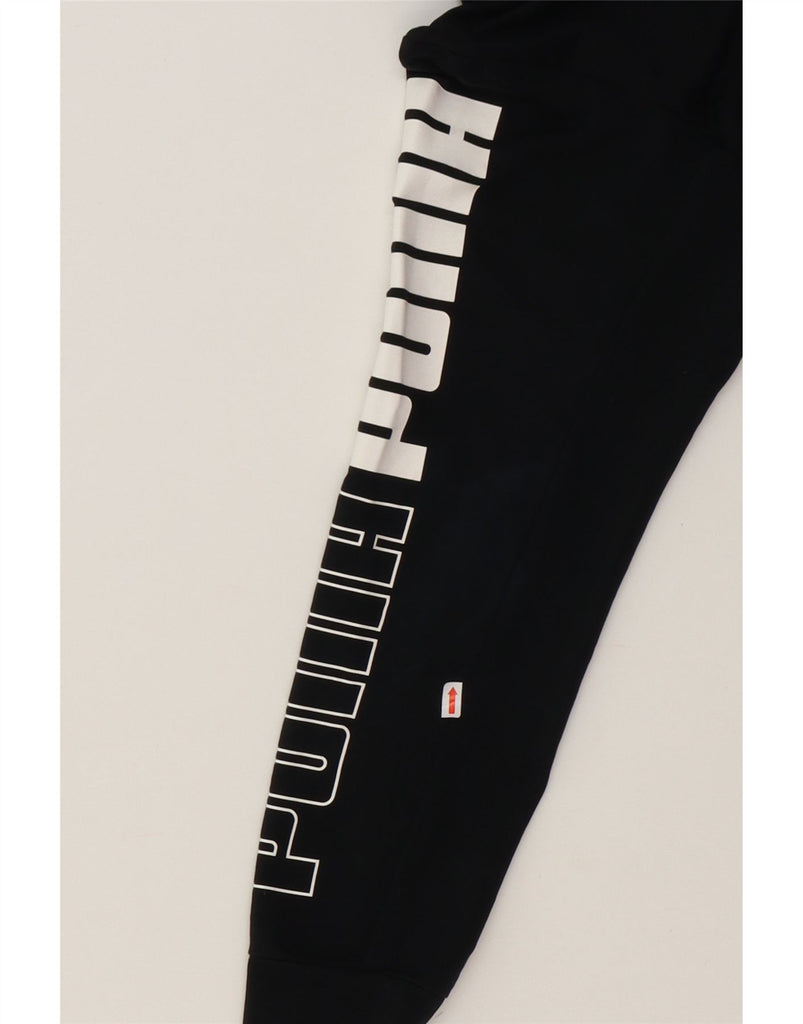 PUMA Womens Oversized Graphic Crop Hoodie Jumper UK 14 Large Black Cotton Vintage Puma and Second-Hand Puma from Messina Hembry 