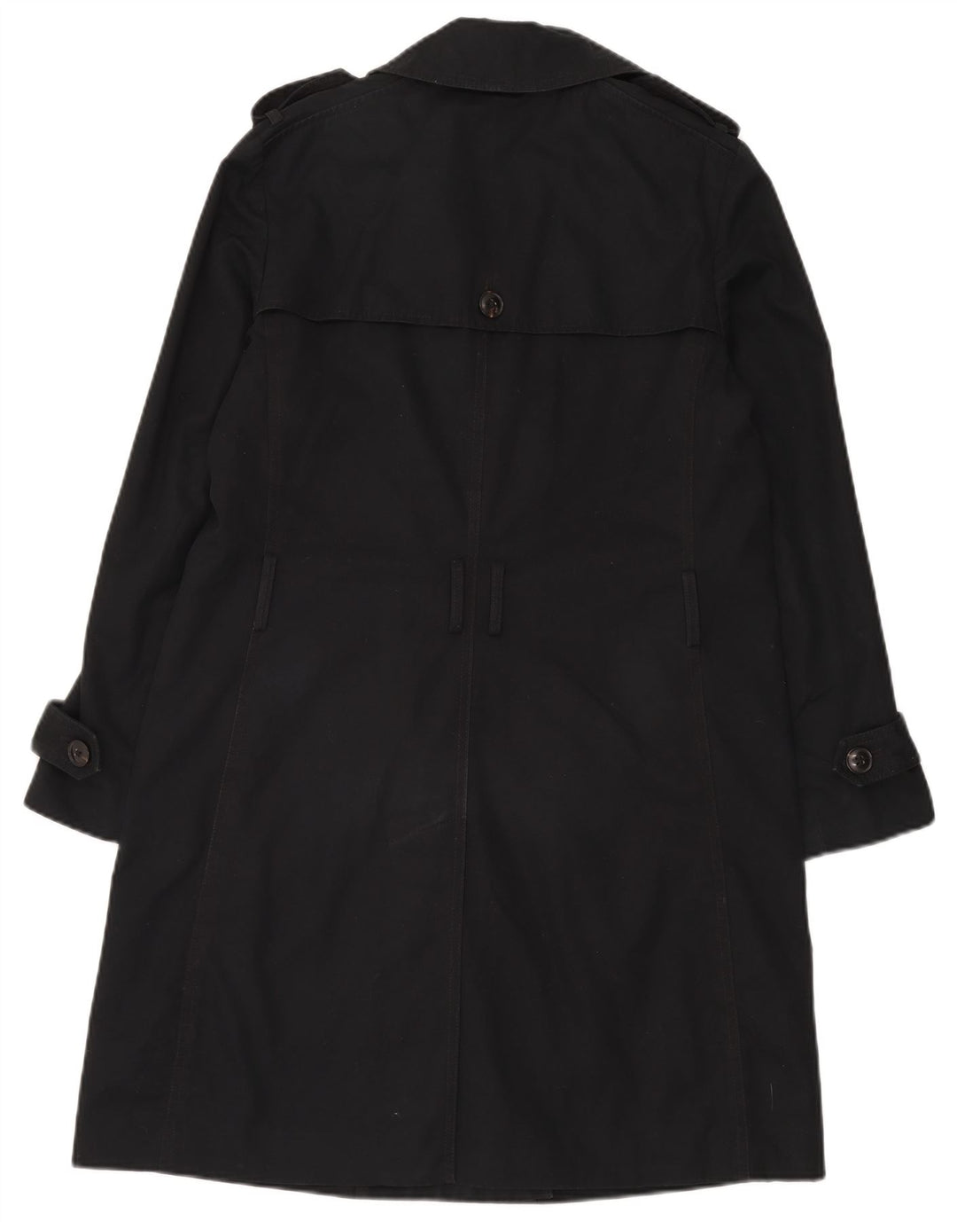 Gap Womens Double Breasted Trench Coat UK 14 Medium Black Cotton