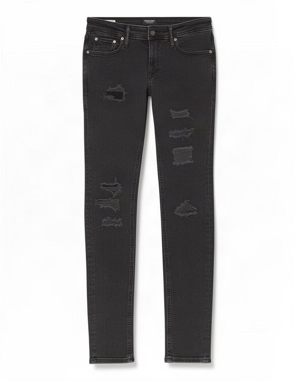 Jack & Jones Mens Liam Distressed Skinny Jeans W32 L32 Grey Cotton