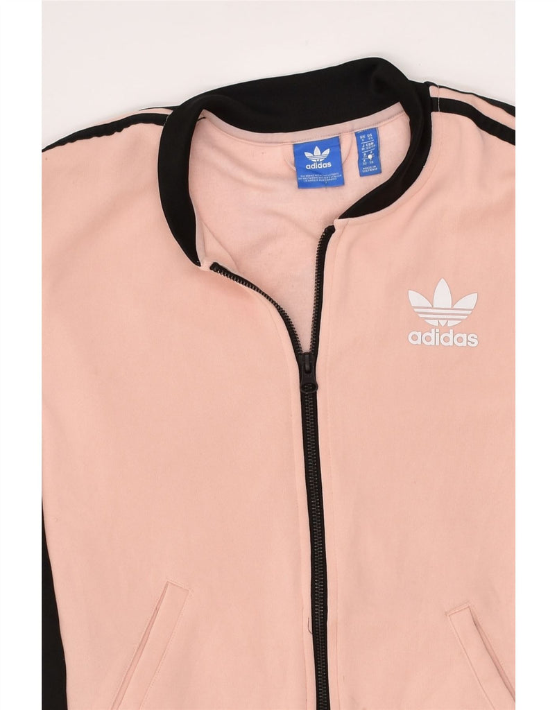 ADIDAS Womens Graphic Tracksuit Top Jacket UK 6 XS Pink Colourblock | Vintage Adidas | Thrift | Second-Hand Adidas | Used Clothing | Messina Hembry 