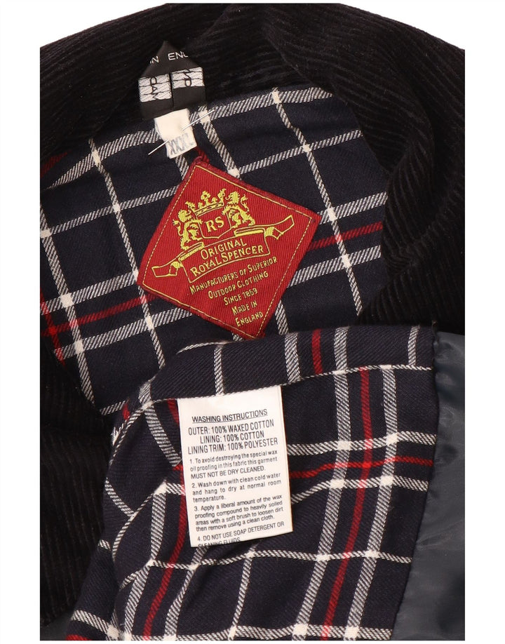 Royal Spencer Mens Waxed Cotton Jacket UK 46 3XL Navy Blue Cotton