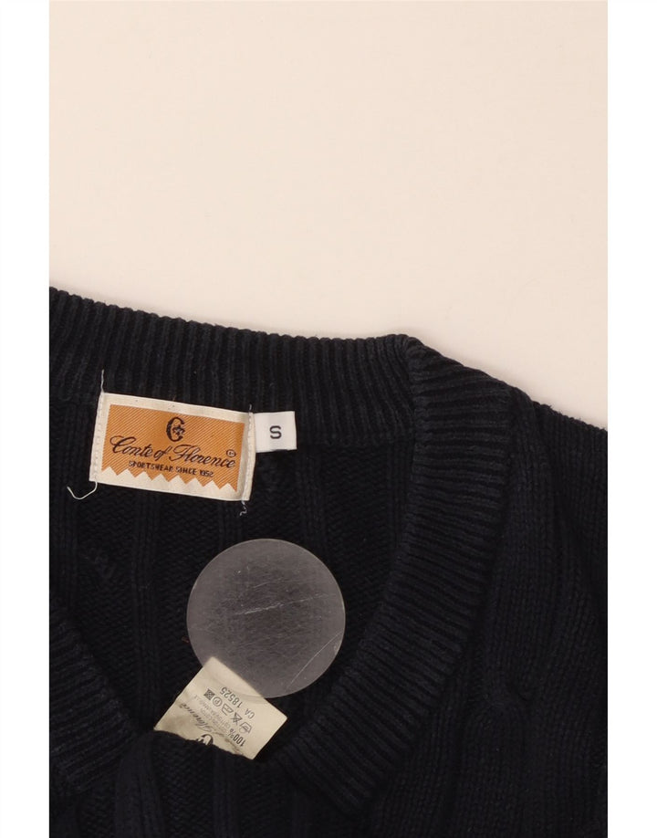 CONTE OF FLORENCE Womens V-Neck Jumper Sweater UK 10 Small Navy Blue