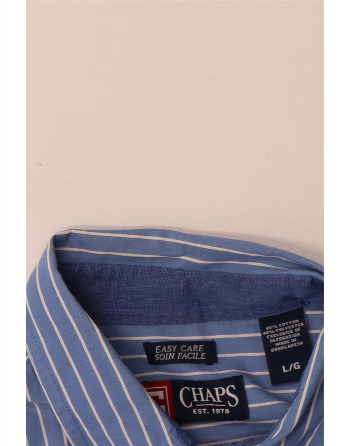 Chaps Mens Shirt Large Blue Striped Cotton