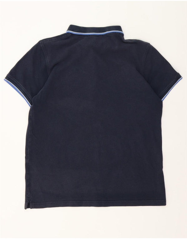 Lyle & Scott Mens Polo Shirt XL Navy Blue Striped Cotton