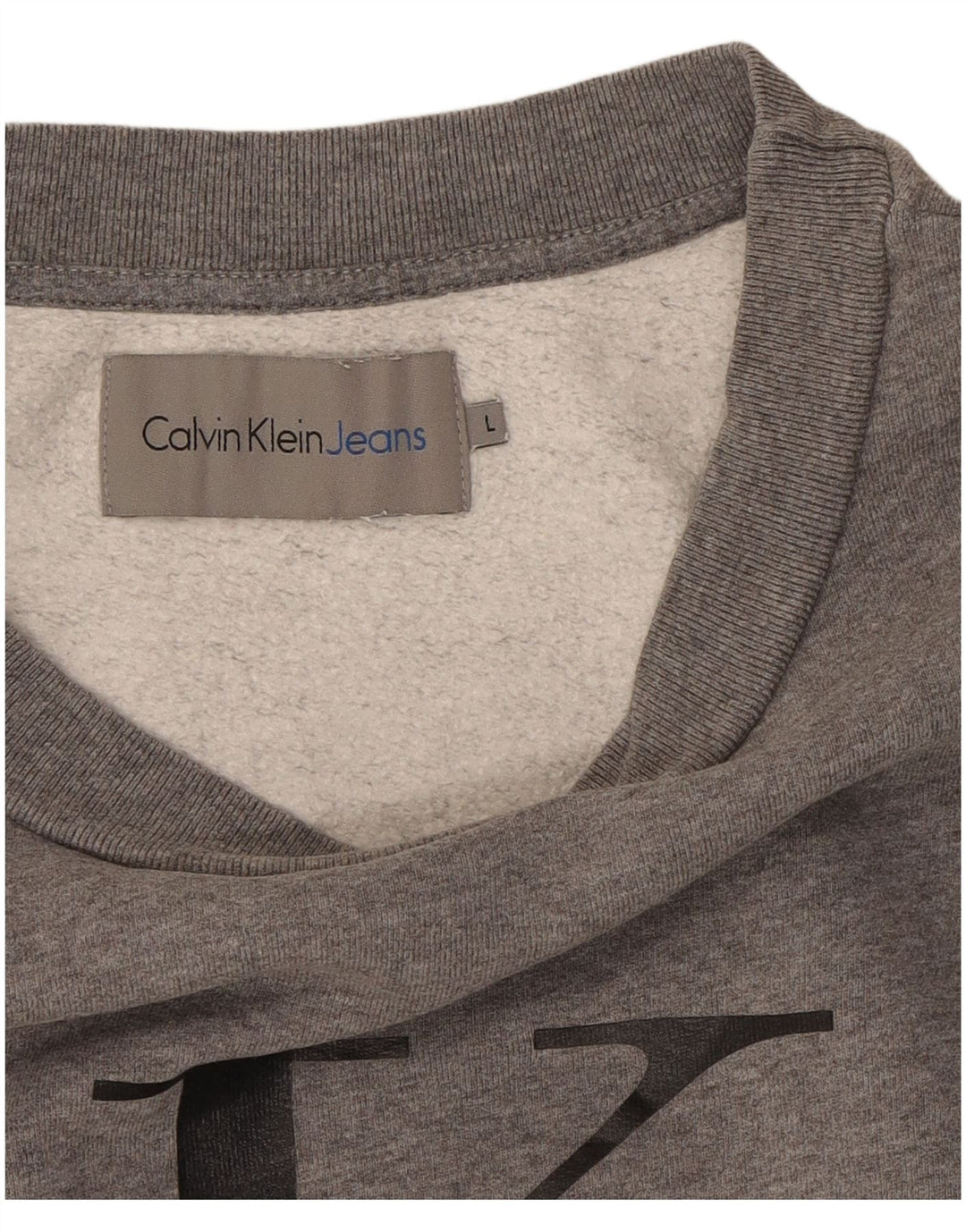 CALVIN KLEIN JEANS Mens Graphic Sweatshirt Jumper Large Grey Cotton