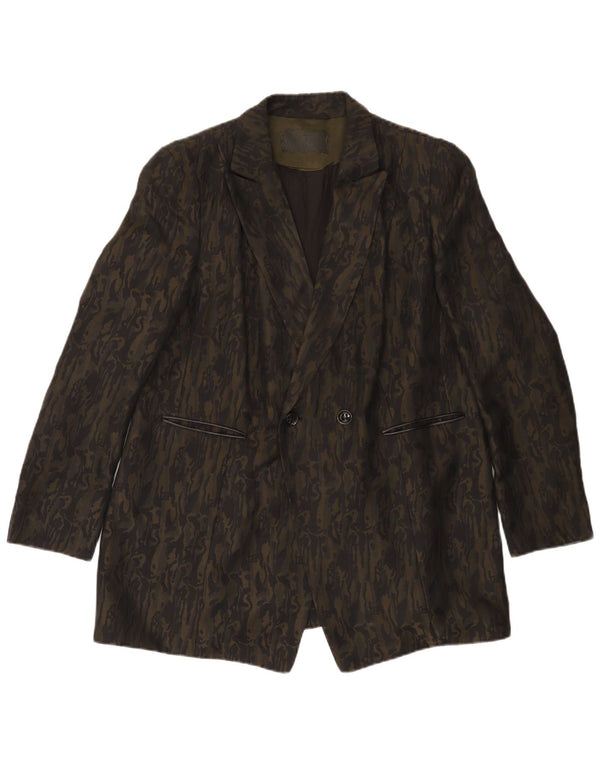 Vintage Womens Abstract Pattern Blazer Jacket UK 20 2XL Black Camouflage