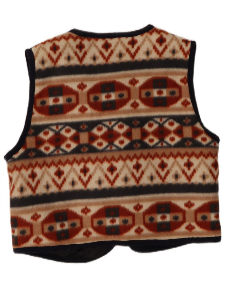 Vintage Womens Crop Fleece Gilet UK 12 Medium Multicoloured Geometric