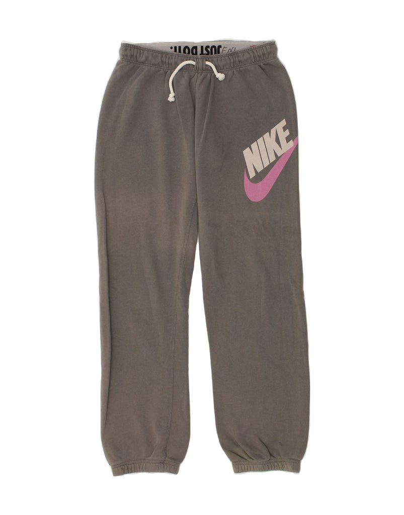 NIKE Womens Graphic Tracksuit Trousers Joggers UK 10 Small Grey Cotton | Vintage Nike | Thrift | Second-Hand Nike | Used Clothing | Messina Hembry 