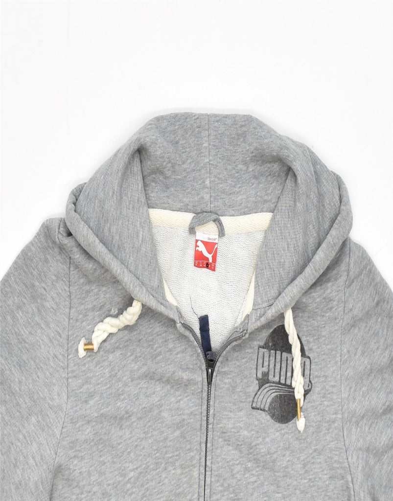 PUMA Womens Zip Hoodie Sweater UK 12 Medium Grey Cotton | Vintage | Thrift | Second-Hand | Used Clothing | Messina Hembry 