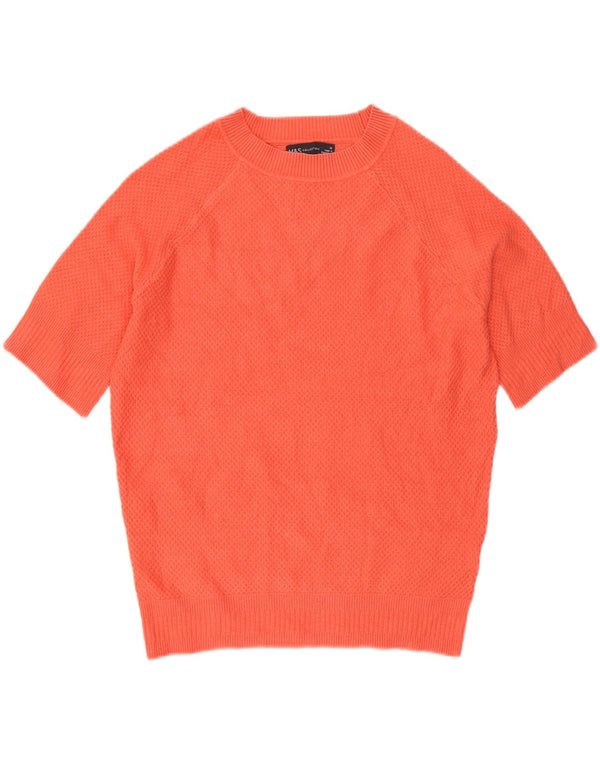 Marks & Spencer Womens Crew Neck Jumper Sweater UK 12 Medium Orange