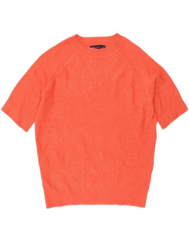 Marks & Spencer Womens Crew Neck Jumper Sweater UK 12 Medium Orange
