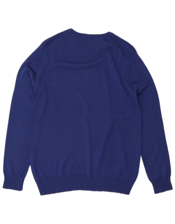 Carrera Mens Crew Neck Jumper Sweater Medium Blue Wool