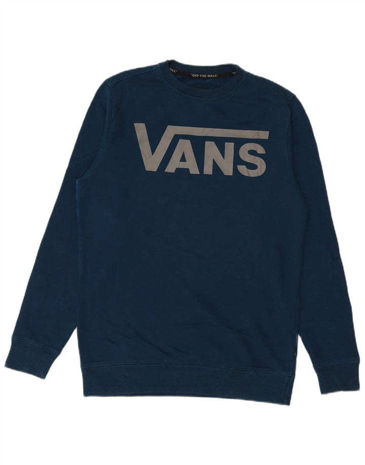 VANS Mens Graphic Sweatshirt Jumper Small Blue Cotton