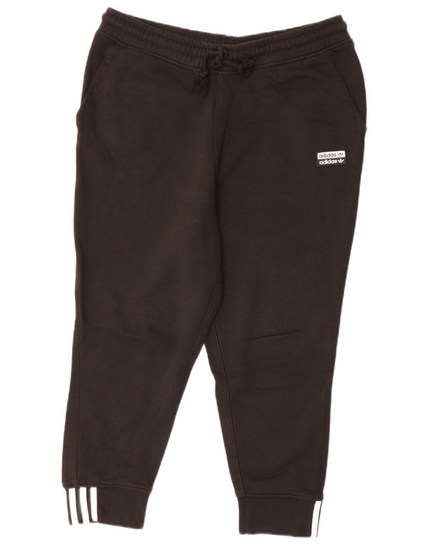 Adidas Womens Capri Tracksuit Trousers Joggers UK 16 Large  Black Cotton