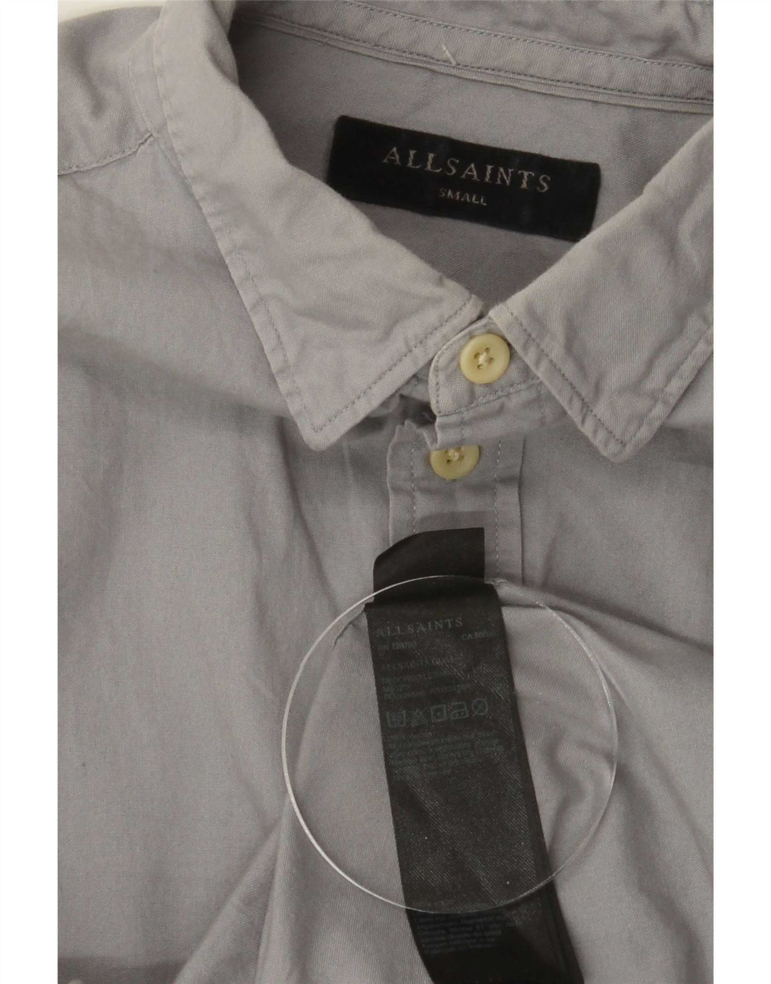 All Saints Mens Shirt Small Grey Cotton