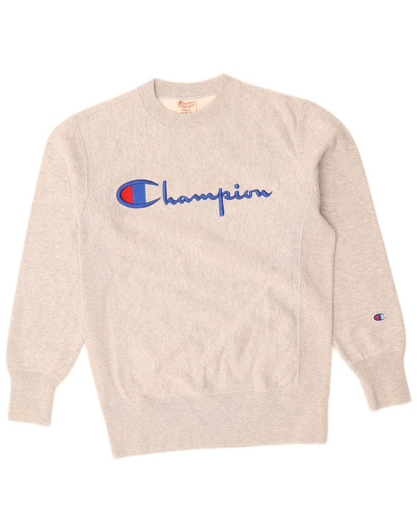 Champion Mens Graphic Sweatshirt Jumper Small Grey Flecked Cotton