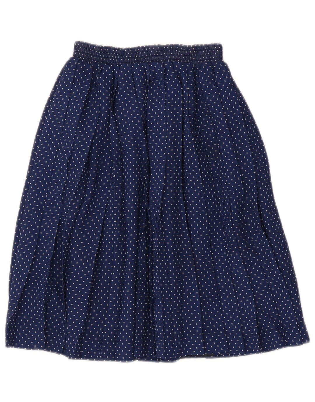 Vintage Womens Pleated Skirt W26 Small Navy Blue Polka Dot Polyester