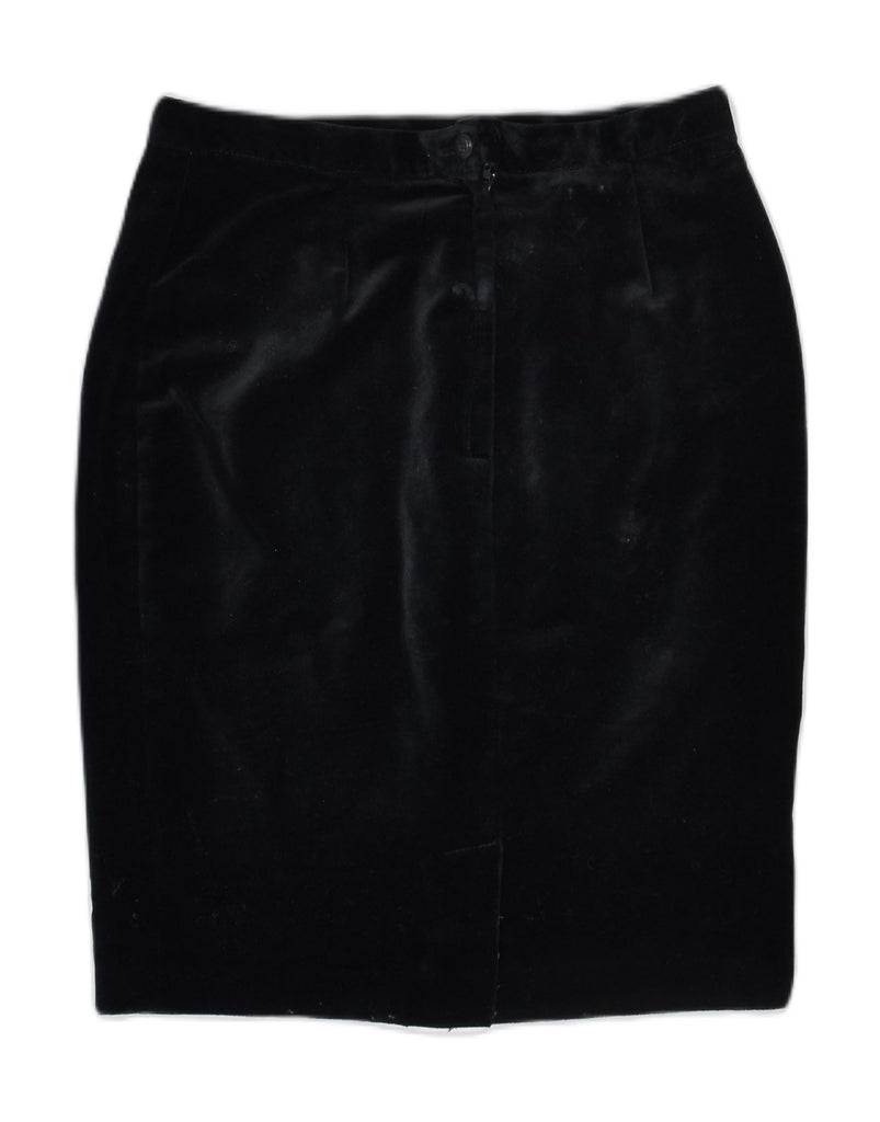 VINTAGE Womens High Waist Velvet Pencil Skirt IT 42 Medium W27 Black | Vintage | Thrift | Second-Hand | Used Clothing | Messina Hembry 