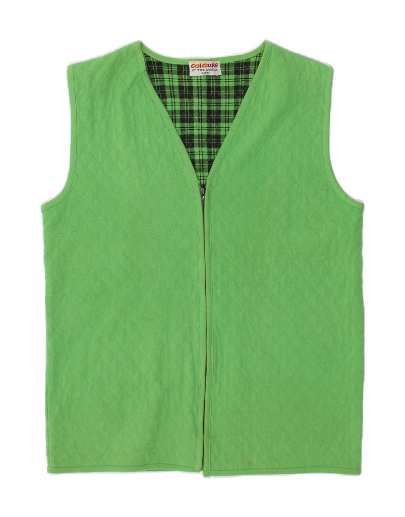 VINTAGE Mens Quilted Gilet UK 36 Small Green Cotton | Vintage Vintage | Thrift | Second-Hand Vintage | Used Clothing | Messina Hembry 