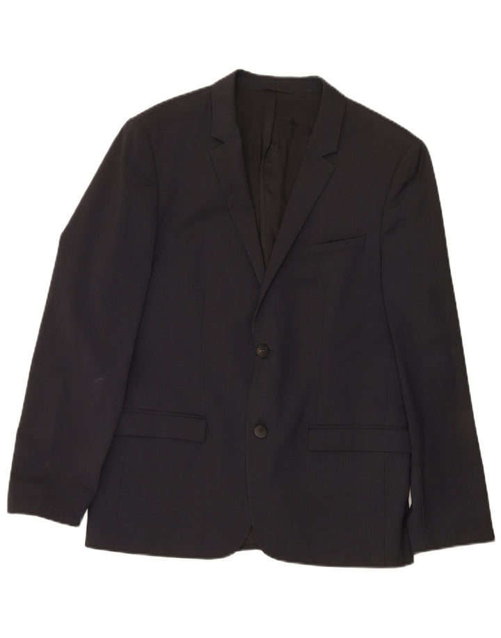 Calvin Klein Mens 2 Button 2 Piece Suit IT 50 Large W34 L33 Black Wool