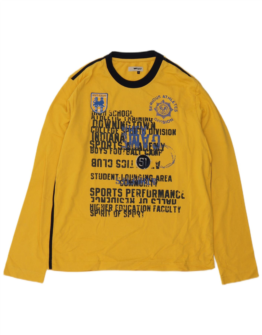 Gas Mens Graphic Top Long Sleeve XL Yellow Colourblock