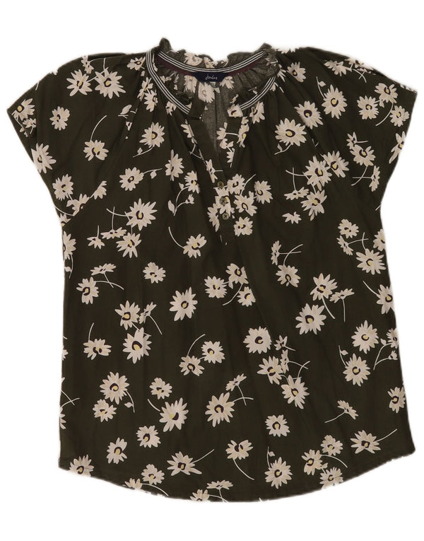 Joules Womens Blouse Top UK 6 XS Khaki Floral Cotton