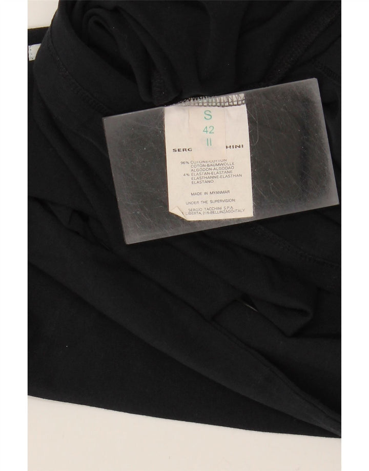SERGIO TACCHINI Womens Crop Top Long Sleeve UK 10 Small Black Cotton