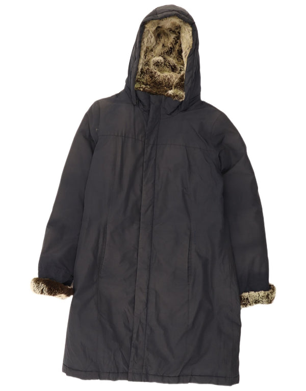 Woolrich Womens Hooded Padded Coat UK 20 2XL Navy Blue Cotton