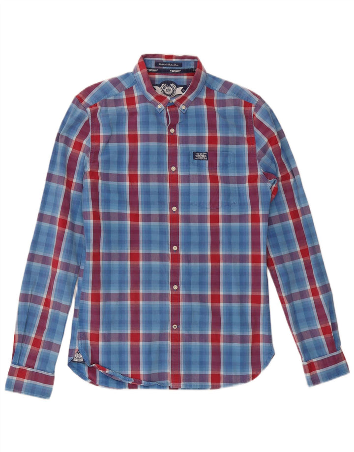 Superdry Mens Shirt Small Blue Check Cotton