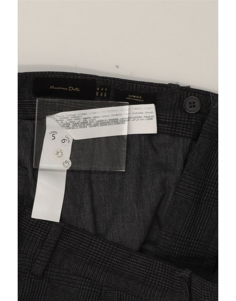 MASSIMO DUTTI Mens Slim Fit Suit Trousers EU 40 Medium W31 L32 Grey Check Vintage Massimo Dutti and Second-Hand Massimo Dutti from Messina Hembry 