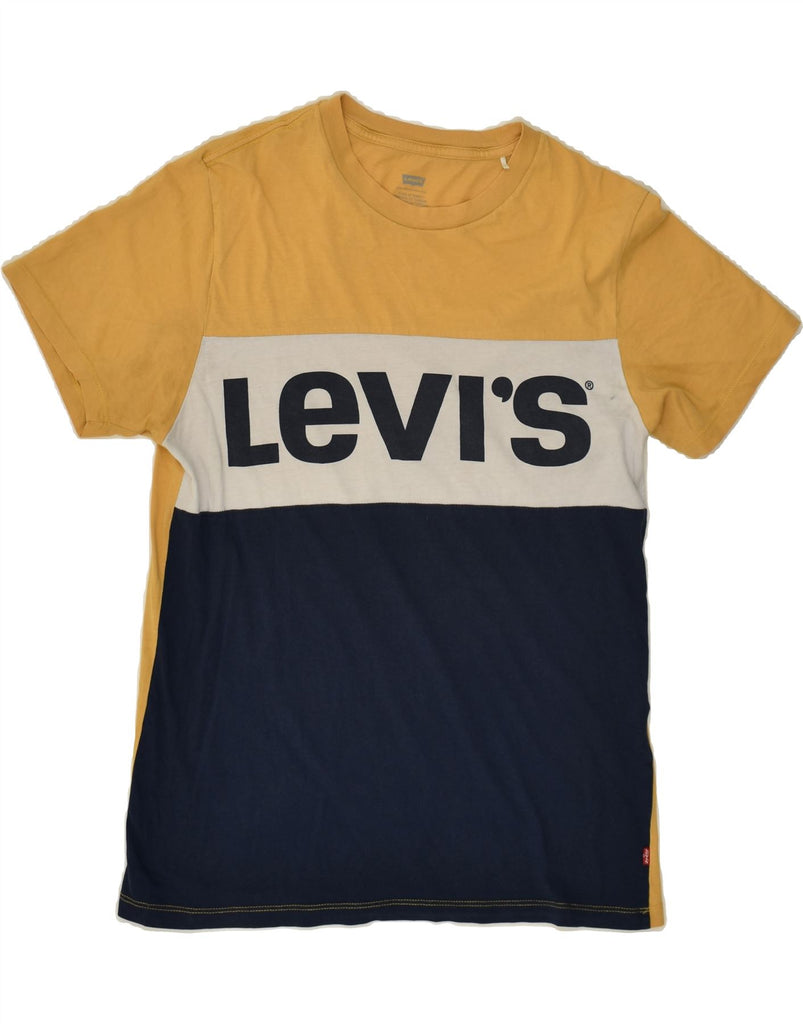 LEVI'S Mens Graphic T-Shirt Top Small Yellow Colourblock | Vintage Levi's | Thrift | Second-Hand Levi's | Used Clothing | Messina Hembry 