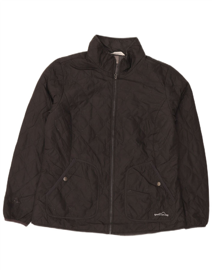 Eddie Bauer Womens Quilted Jacket UK 16 Large Black Polyester