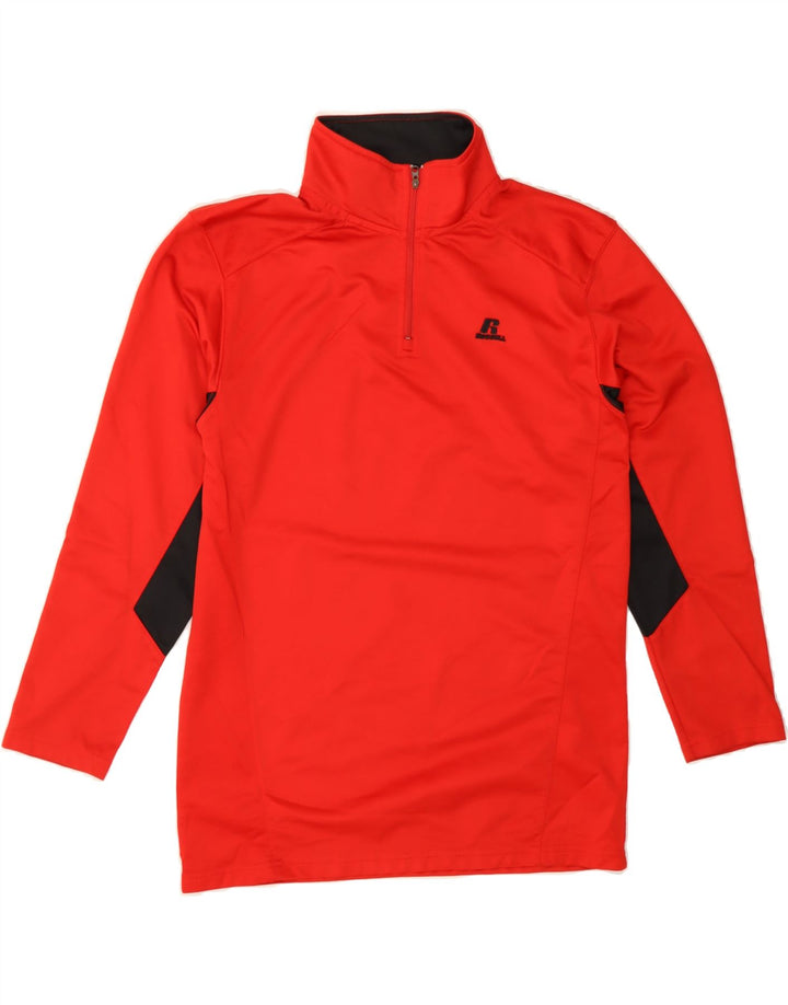 RUSSELL ATHLETIC Boys Pullover Tracksuit Top 14-15 Years Red Colourblock Vintage Russell Athletic and Second-Hand Russell Athletic from Messina Hembry 