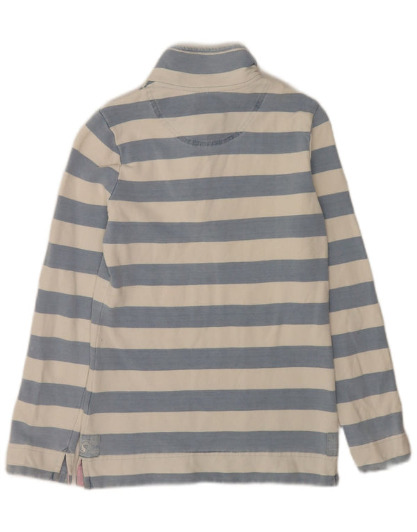 Joules Womens Zip Neck Sweatshirt Jumper UK 6 XS Blue Striped Cotton