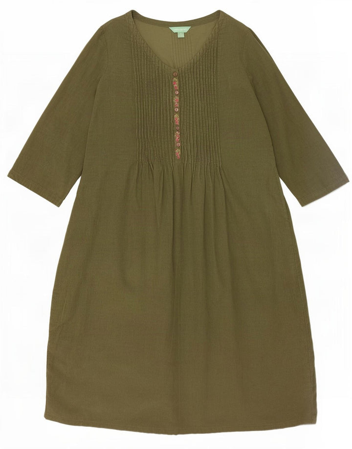 April Cornell Womens 3/4 Sleeve Basic Dress UK 14 Medium Green Floral