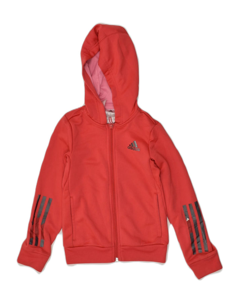 ADIDAS Girls Zip Hoodie Sweater 7-8 Years Red Polyester | Vintage Adidas | Thrift | Second-Hand Adidas | Used Clothing | Messina Hembry 