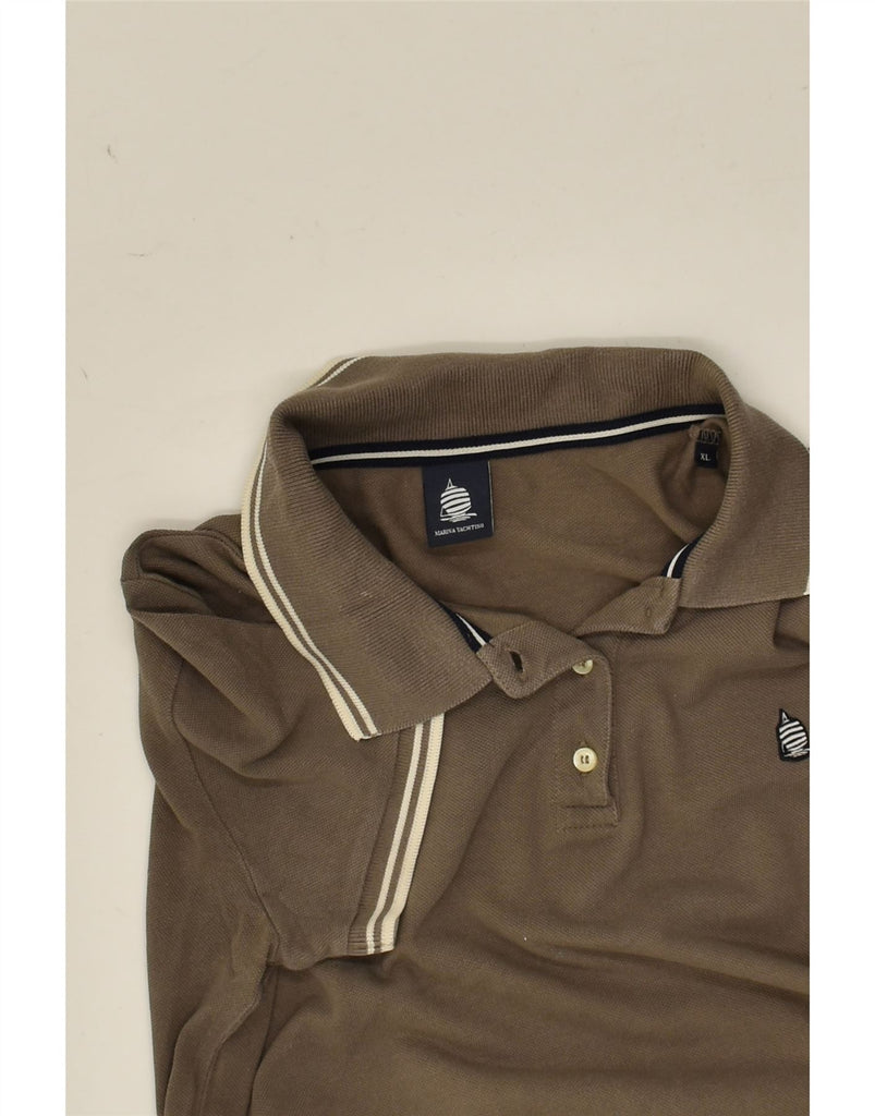 MARINA YACHTING Womens Polo Shirt UK 18 XL Brown Cotton | Vintage Marina Yachting | Thrift | Second-Hand Marina Yachting | Used Clothing | Messina Hembry 