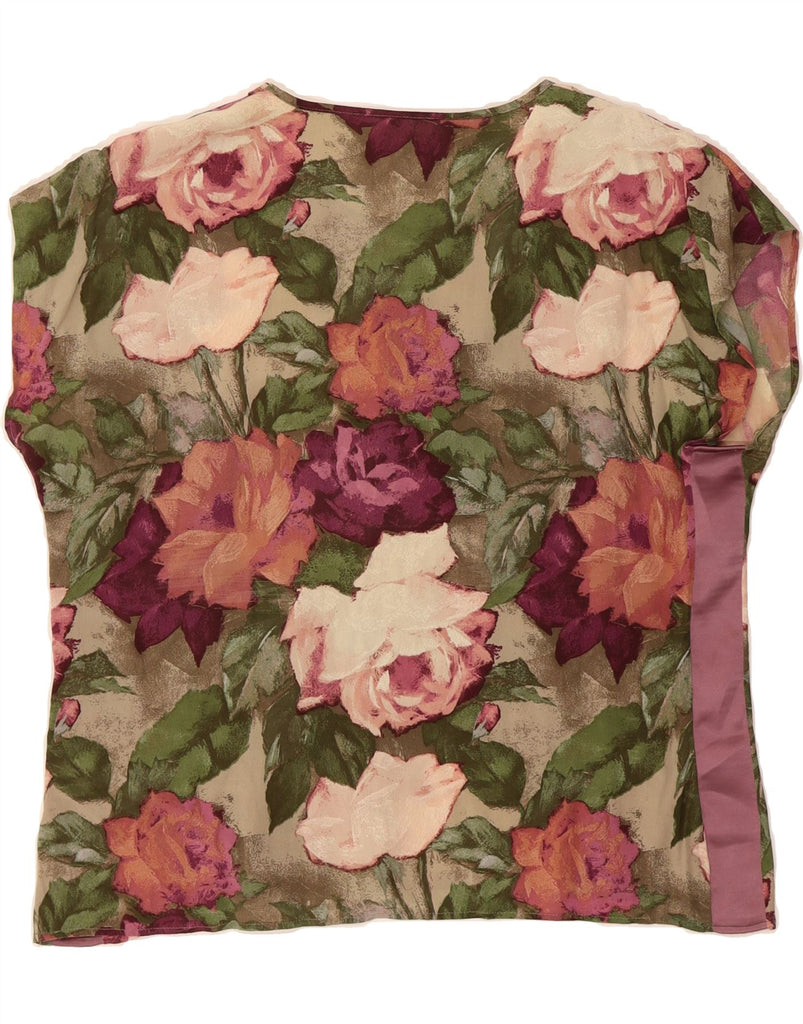 MARINA RINALDI Womens Blouse Top UK 14 Large Multicoloured Floral Silk Vintage Marina Rinaldi and Second-Hand Marina Rinaldi from Messina Hembry 