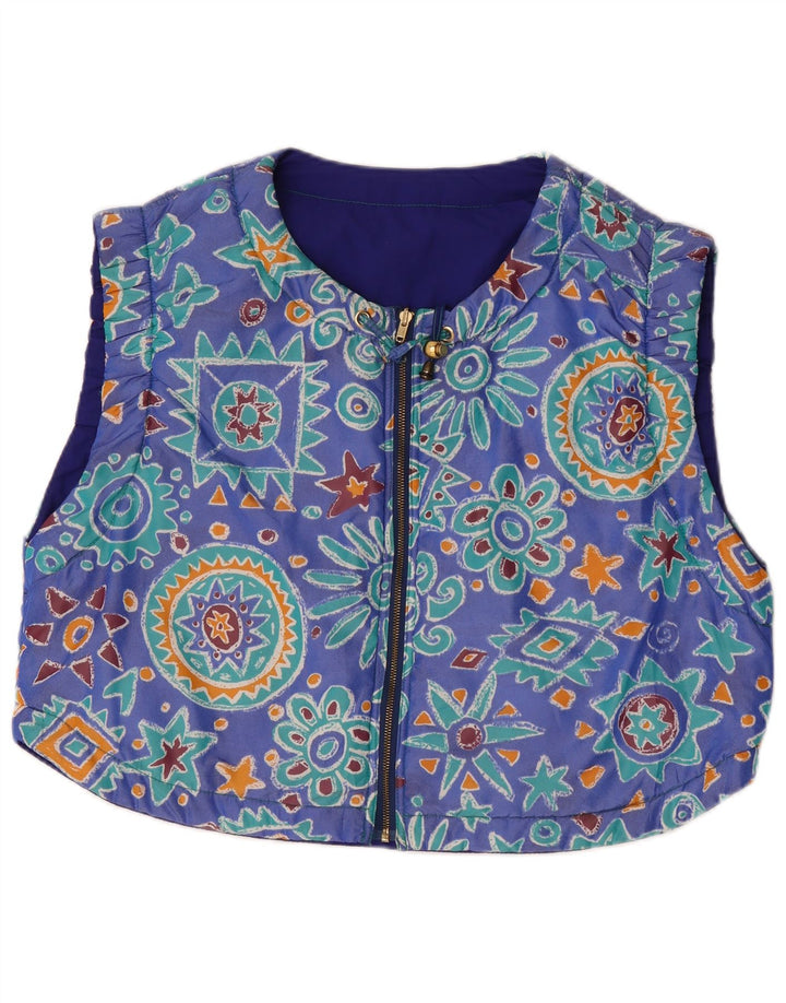 Vintage Womens Gilet UK 20 2XL Blue Geometric