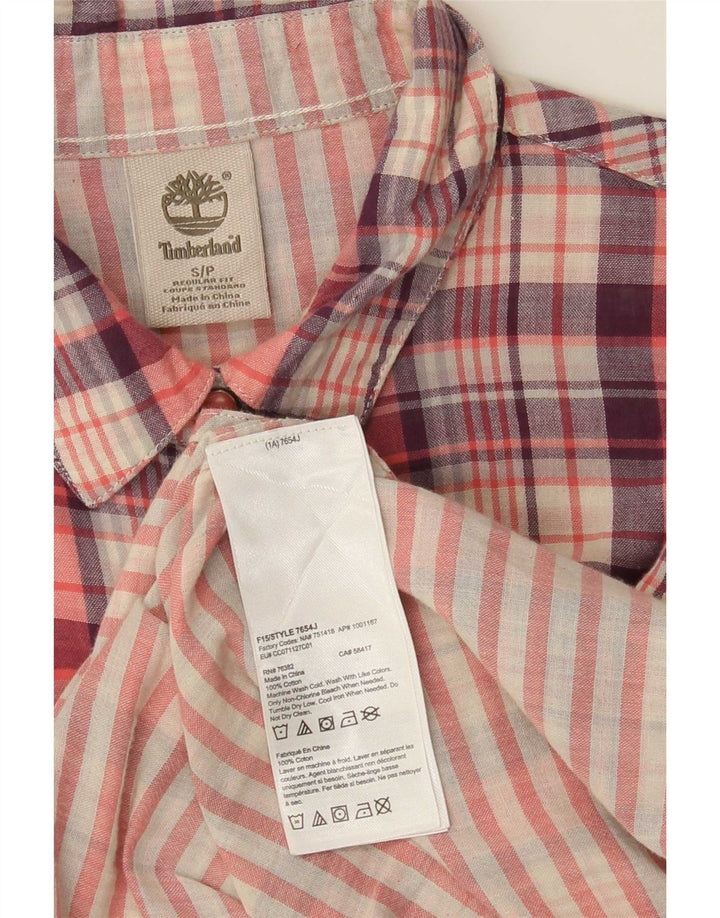 Timberland Womens Regular Fit Shirt UK 10 Small Red Check Cotton