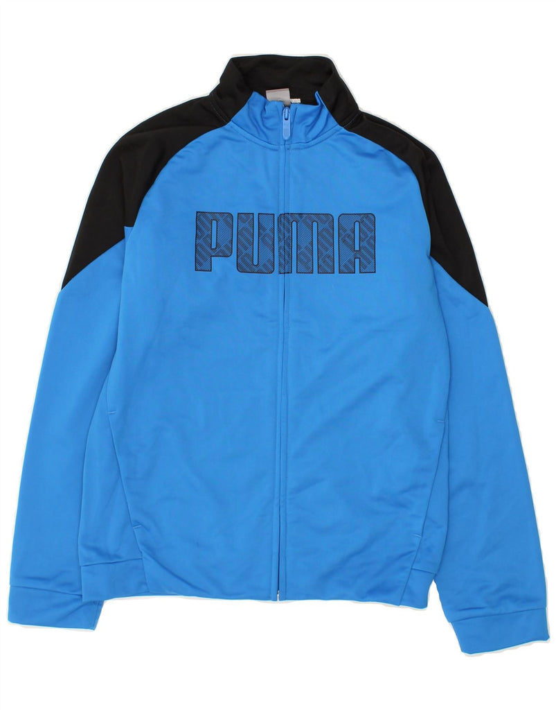 PUMA Boys Graphic Tracksuit Top Jacket 13-14 Years Blue Colourblock Vintage Puma and Second-Hand Puma from Messina Hembry 